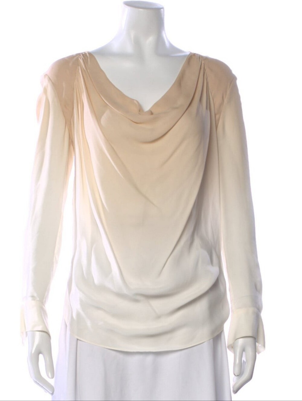 Haute Hippie 100% Silk Draped Neck Cutout Back Long-Sleeve Blouse